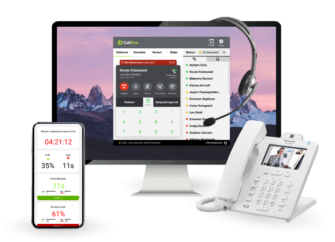 Die VoIP Telefonanlage von CallOne ist einfach bedienbar und funktioniert auf Laptop, PC, Handy Die VoIP Telefonanlage von CallOne ist einfach bedienbar und funktioniert auf Laptop, PC, Handy