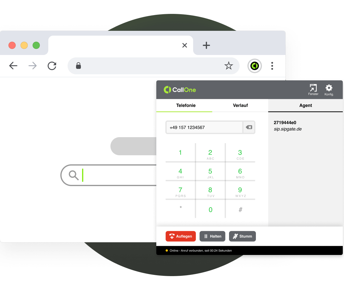 CallOne Softphone ist als Alternative zur Teams-Telefonie im Browser integriert CallOne Softphone ist als Alternative zur Teams-Telefonie im Browser integriert