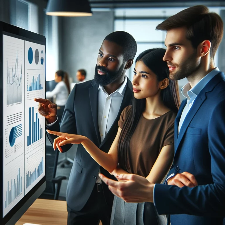 Callcenter Management schaut sich Auswertungen und Statistiken an.