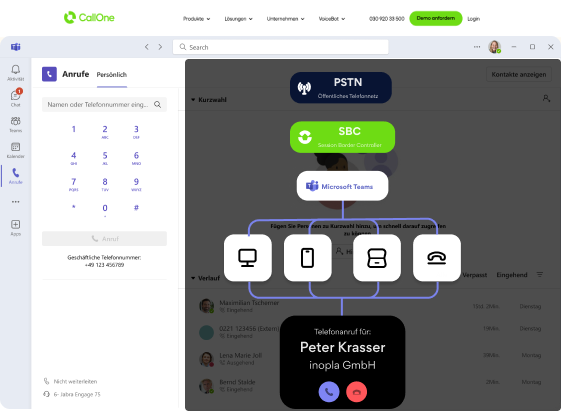 Direct Routing zwischen öffentliches Telefonnetz und Microsoft Teams mit dem CallOne SBC.
